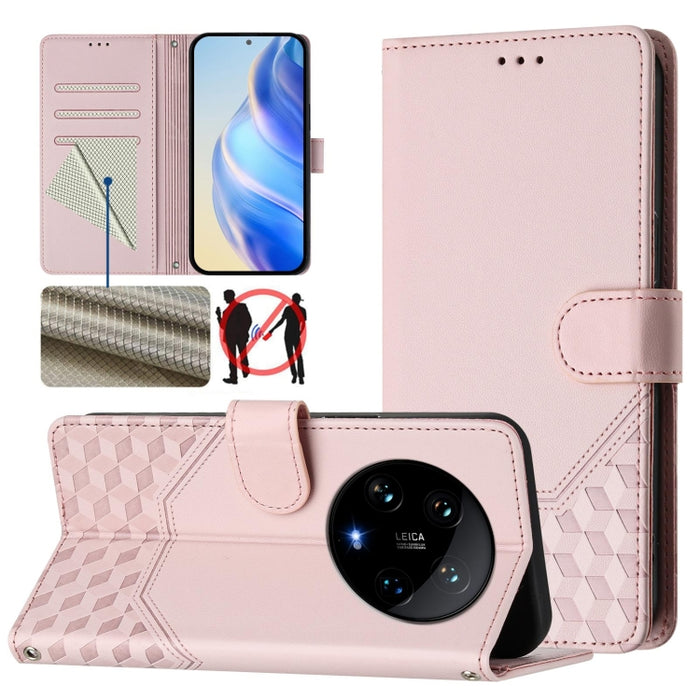 Funda de cuero para teléfono con RFID y estampado en panal, For Xiaomi Poco X6 Neo 5G, For Xiaomi Poco X6 Pro / Redmi K70E, For Xiaomi Poco X6 5G, For Xiaomi 14 Ultra 5G, For Xiaomi 14 Pro 5G, For Xiaomi 14, For Xiaomi Poco F5 / Redmi Note 12 Turbo 5G ...