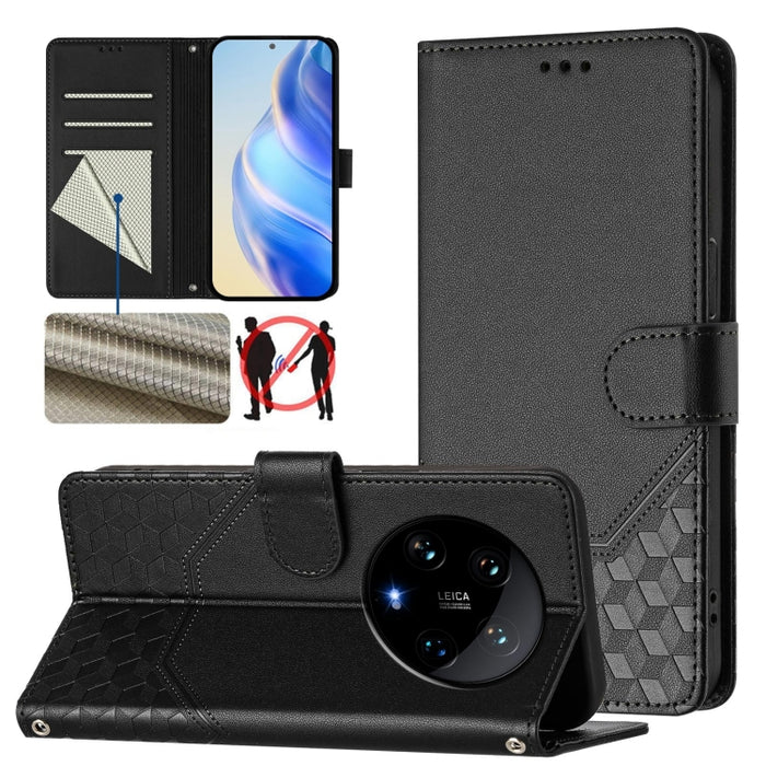 Funda de cuero para teléfono con RFID y estampado en panal, For Xiaomi Poco X6 Neo 5G, For Xiaomi Poco X6 Pro / Redmi K70E, For Xiaomi Poco X6 5G, For Xiaomi 14 Ultra 5G, For Xiaomi 14 Pro 5G, For Xiaomi 14, For Xiaomi Poco F5 / Redmi Note 12 Turbo 5G ...