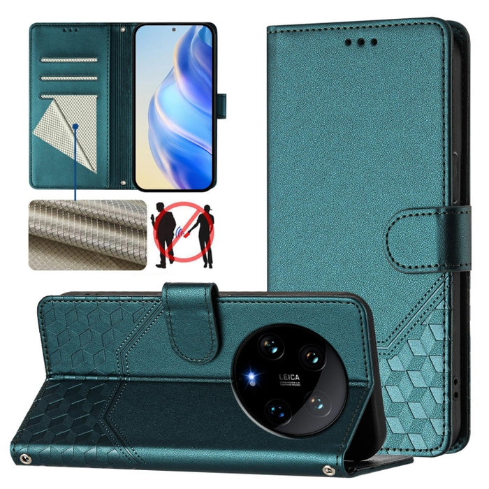 Funda de cuero para teléfono con RFID y estampado en panal, For Xiaomi Poco X6 Neo 5G, For Xiaomi Poco X6 Pro / Redmi K70E, For Xiaomi Poco X6 5G, For Xiaomi 14 Ultra 5G, For Xiaomi 14 Pro 5G, For Xiaomi 14, For Xiaomi Poco F5 / Redmi Note 12 Turbo 5G ...