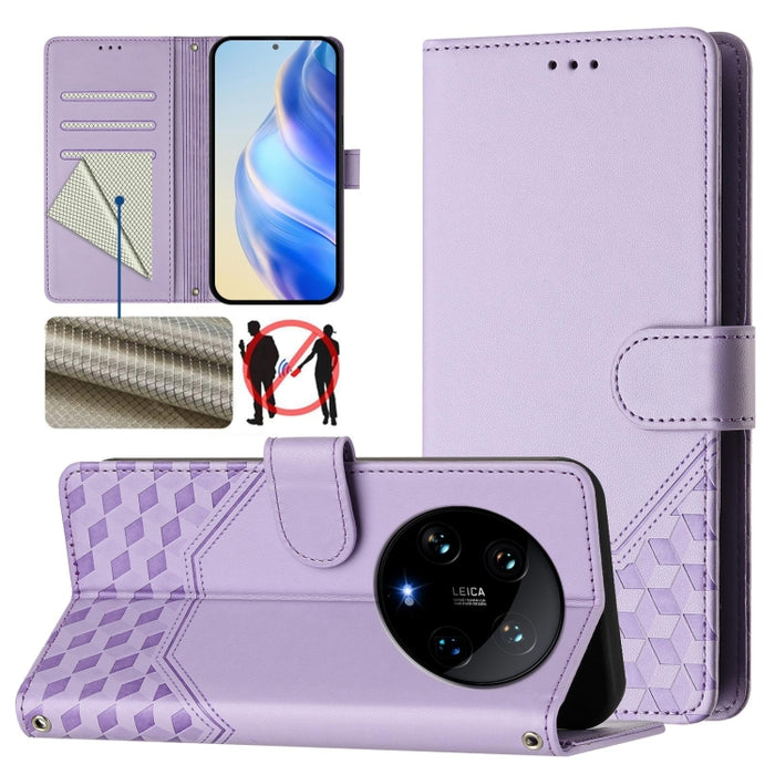 Funda de cuero para teléfono con RFID y estampado en panal, For Xiaomi Poco X6 Neo 5G, For Xiaomi Poco X6 Pro / Redmi K70E, For Xiaomi Poco X6 5G, For Xiaomi 14 Ultra 5G, For Xiaomi 14 Pro 5G, For Xiaomi 14, For Xiaomi Poco F5 / Redmi Note 12 Turbo 5G ...