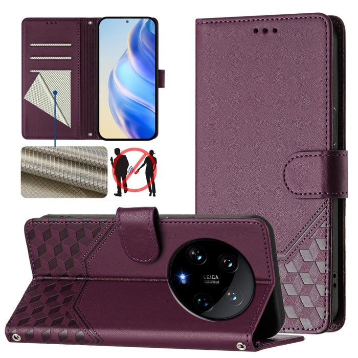 Funda de cuero para teléfono con RFID y estampado en panal, For Xiaomi Poco X6 Neo 5G, For Xiaomi Poco X6 Pro / Redmi K70E, For Xiaomi Poco X6 5G, For Xiaomi 14 Ultra 5G, For Xiaomi 14 Pro 5G, For Xiaomi 14, For Xiaomi Poco F5 / Redmi Note 12 Turbo 5G ...