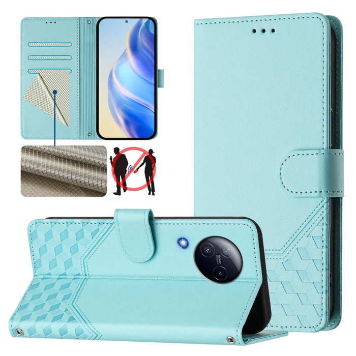 Funda de cuero para teléfono con RFID y estampado en panal, For Xiaomi Poco X6 Neo 5G, For Xiaomi Poco X6 Pro / Redmi K70E, For Xiaomi Poco X6 5G, For Xiaomi 14 Ultra 5G, For Xiaomi 14 Pro 5G, For Xiaomi 14, For Xiaomi Poco F5 / Redmi Note 12 Turbo 5G ...