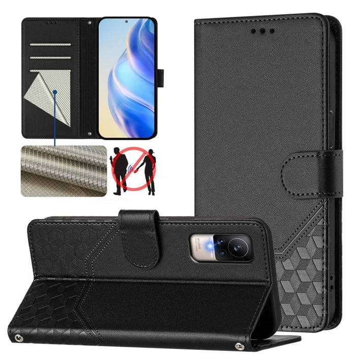 Funda de cuero para teléfono con RFID y estampado en panal, For Xiaomi Poco C40 / Redmi 10C, For Xiaomi Civi 1S, For Xiaomi Poco M4 Pro 4G, For Xiaomi Poco X4 Pro 5G, For Xiaomi Mi 11 Lite / Mi 11 Lite 5G NE, For Xiaomi 11T / 11T Pro                   ...