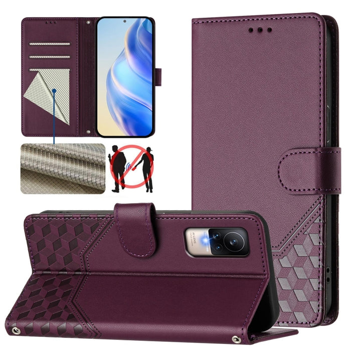 Funda de cuero para teléfono con RFID y estampado en panal, For Xiaomi Poco C40 / Redmi 10C, For Xiaomi Civi 1S, For Xiaomi Poco M4 Pro 4G, For Xiaomi Poco X4 Pro 5G, For Xiaomi Mi 11 Lite / Mi 11 Lite 5G NE, For Xiaomi 11T / 11T Pro                   ...