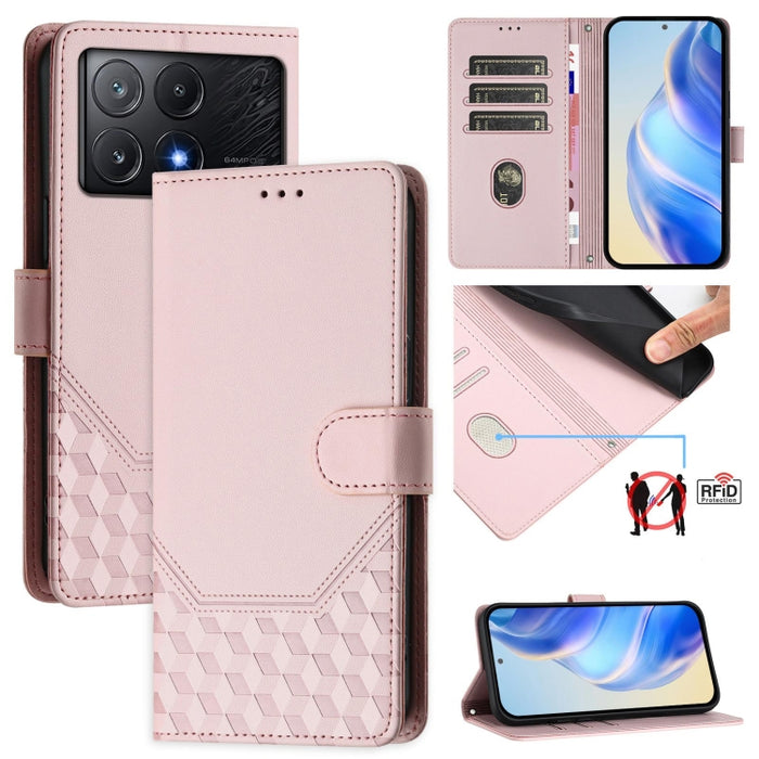 Funda de cuero para teléfono con RFID y estampado en panal, For Xiaomi Poco X6 Neo 5G, For Xiaomi Poco X6 Pro / Redmi K70E, For Xiaomi Poco X6 5G, For Xiaomi 14 Ultra 5G, For Xiaomi 14 Pro 5G, For Xiaomi 14, For Xiaomi Poco F5 / Redmi Note 12 Turbo 5G ...