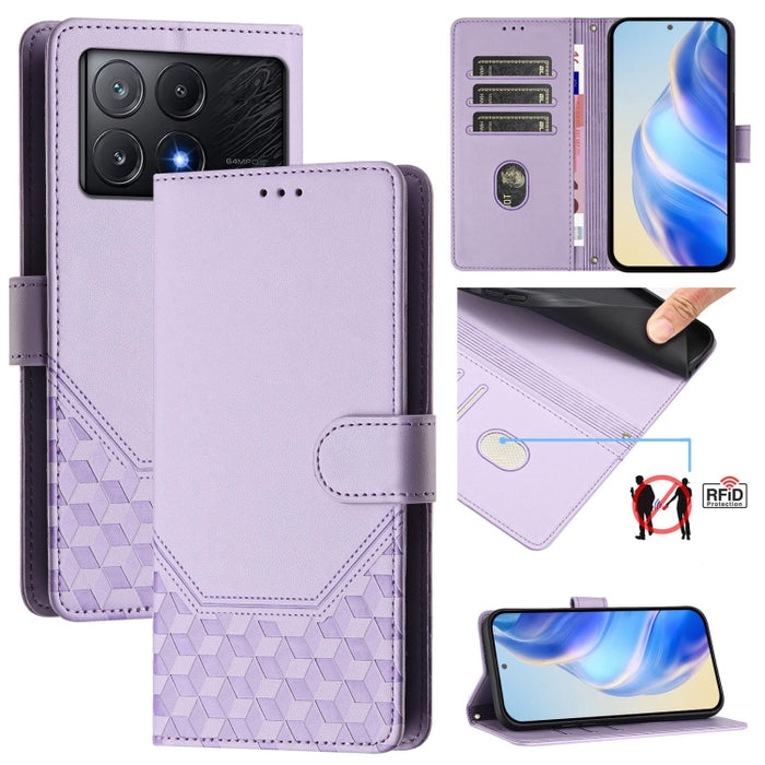 Funda de cuero para teléfono con RFID y estampado en panal, For Xiaomi Poco X6 Neo 5G, For Xiaomi Poco X6 Pro / Redmi K70E, For Xiaomi Poco X6 5G, For Xiaomi 14 Ultra 5G, For Xiaomi 14 Pro 5G, For Xiaomi 14, For Xiaomi Poco F5 / Redmi Note 12 Turbo 5G ...