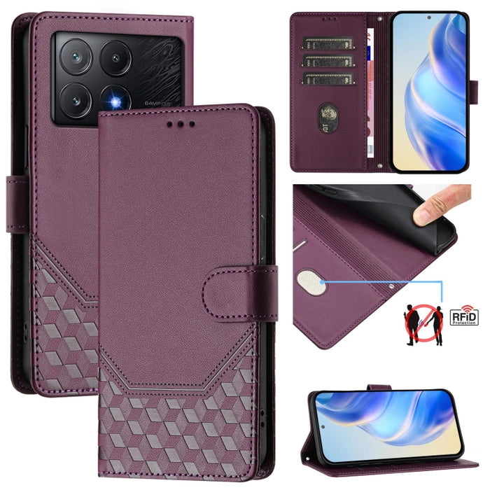 Funda de cuero para teléfono con RFID y estampado en panal, For Xiaomi Poco X6 Neo 5G, For Xiaomi Poco X6 Pro / Redmi K70E, For Xiaomi Poco X6 5G, For Xiaomi 14 Ultra 5G, For Xiaomi 14 Pro 5G, For Xiaomi 14, For Xiaomi Poco F5 / Redmi Note 12 Turbo 5G ...