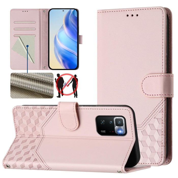 Funda de cuero para teléfono con RFID y estampado en panal, For Xiaomi Poco C40 / Redmi 10C, For Xiaomi Civi 1S, For Xiaomi Poco M4 Pro 4G, For Xiaomi Poco X4 Pro 5G, For Xiaomi Mi 11 Lite / Mi 11 Lite 5G NE, For Xiaomi 11T / 11T Pro                   ...