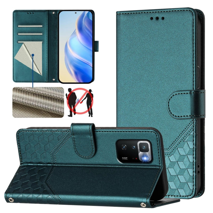 Funda de cuero para teléfono con RFID y estampado en panal, For Xiaomi Poco C40 / Redmi 10C, For Xiaomi Civi 1S, For Xiaomi Poco M4 Pro 4G, For Xiaomi Poco X4 Pro 5G, For Xiaomi Mi 11 Lite / Mi 11 Lite 5G NE, For Xiaomi 11T / 11T Pro                   ...