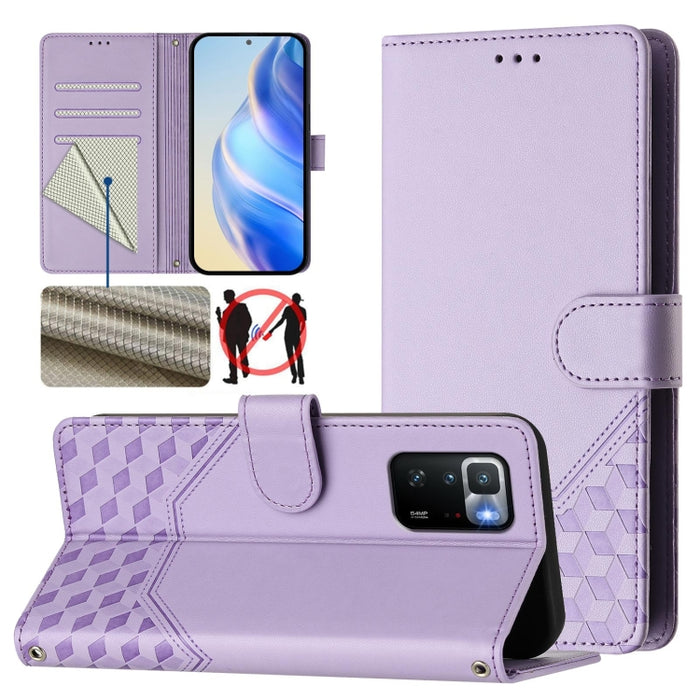 Funda de cuero para teléfono con RFID y estampado en panal, For Xiaomi Poco C40 / Redmi 10C, For Xiaomi Civi 1S, For Xiaomi Poco M4 Pro 4G, For Xiaomi Poco X4 Pro 5G, For Xiaomi Mi 11 Lite / Mi 11 Lite 5G NE, For Xiaomi 11T / 11T Pro                   ...