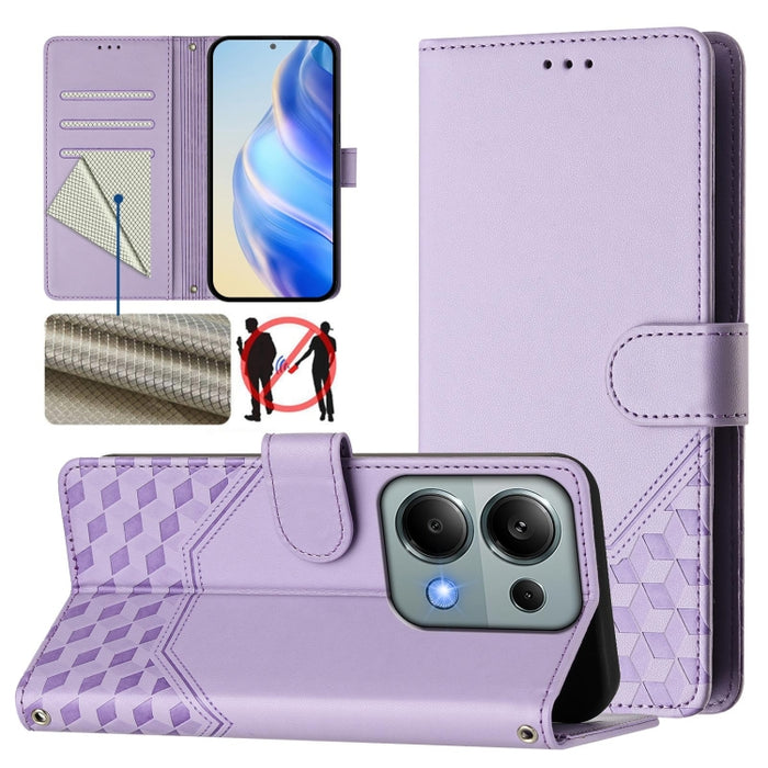 Funda de cuero para teléfono con RFID y estampado en panal, For Xiaomi Poco X6 Neo 5G, For Xiaomi Poco X6 Pro / Redmi K70E, For Xiaomi Poco X6 5G, For Xiaomi 14 Ultra 5G, For Xiaomi 14 Pro 5G, For Xiaomi 14, For Xiaomi Poco F5 / Redmi Note 12 Turbo 5G ...