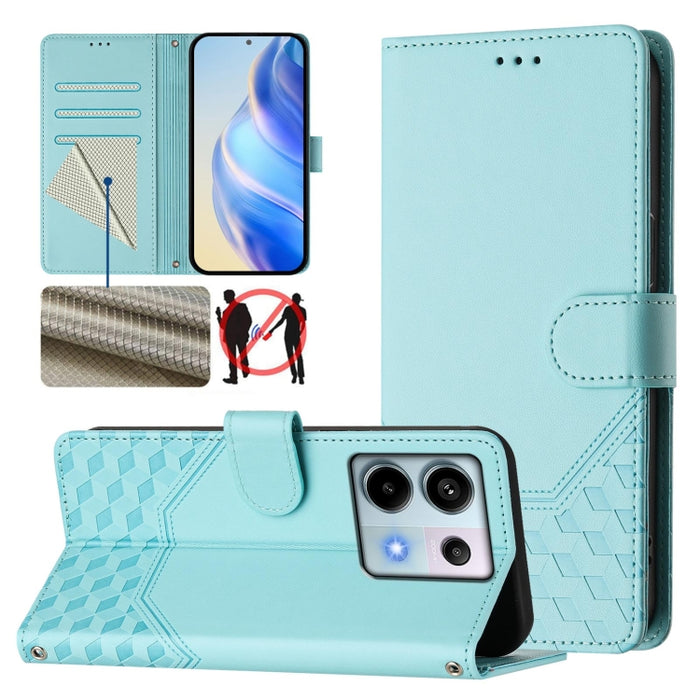 Funda de cuero para teléfono con RFID y estampado en panal, For Xiaomi Poco X6 Neo 5G, For Xiaomi Poco X6 Pro / Redmi K70E, For Xiaomi Poco X6 5G, For Xiaomi 14 Ultra 5G, For Xiaomi 14 Pro 5G, For Xiaomi 14, For Xiaomi Poco F5 / Redmi Note 12 Turbo 5G ...