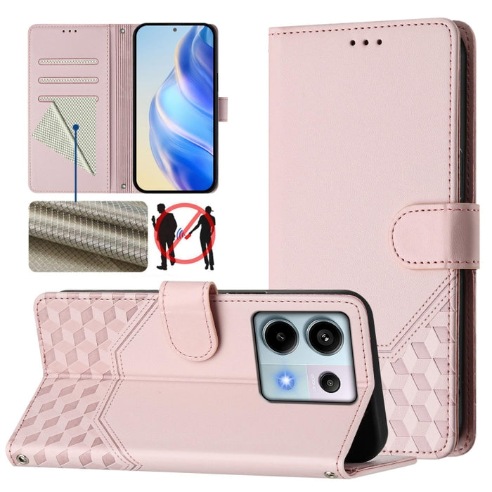 Funda de cuero para teléfono con RFID y estampado en panal, For Xiaomi Poco X6 Neo 5G, For Xiaomi Poco X6 Pro / Redmi K70E, For Xiaomi Poco X6 5G, For Xiaomi 14 Ultra 5G, For Xiaomi 14 Pro 5G, For Xiaomi 14, For Xiaomi Poco F5 / Redmi Note 12 Turbo 5G ...