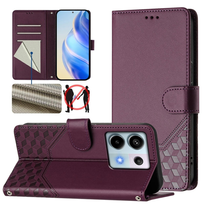 Funda de cuero para teléfono con RFID y estampado en panal, For Xiaomi Poco X6 Neo 5G, For Xiaomi Poco X6 Pro / Redmi K70E, For Xiaomi Poco X6 5G, For Xiaomi 14 Ultra 5G, For Xiaomi 14 Pro 5G, For Xiaomi 14, For Xiaomi Poco F5 / Redmi Note 12 Turbo 5G ...