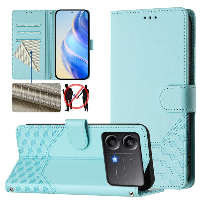 Funda de cuero para teléfono con RFID y estampado en panal, For Xiaomi Poco X6 Neo 5G, For Xiaomi Poco X6 Pro / Redmi K70E, For Xiaomi Poco X6 5G, For Xiaomi 14 Ultra 5G, For Xiaomi 14 Pro 5G, For Xiaomi 14, For Xiaomi Poco F5 / Redmi Note 12 Turbo 5G ...