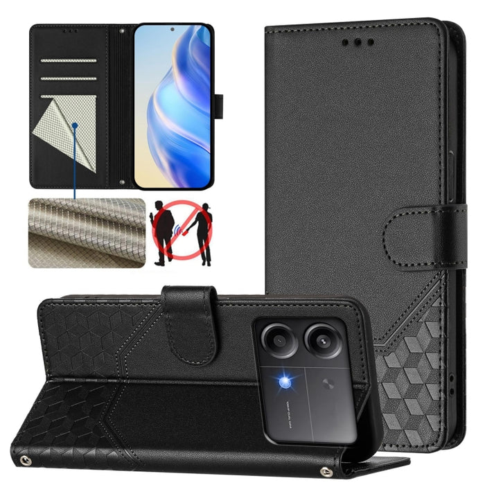 Funda de cuero para teléfono con RFID y estampado en panal, For Xiaomi Poco X6 Neo 5G, For Xiaomi Poco X6 Pro / Redmi K70E, For Xiaomi Poco X6 5G, For Xiaomi 14 Ultra 5G, For Xiaomi 14 Pro 5G, For Xiaomi 14, For Xiaomi Poco F5 / Redmi Note 12 Turbo 5G ...