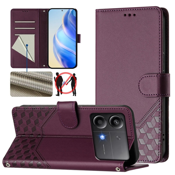 Funda de cuero para teléfono con RFID y estampado en panal, For Xiaomi Poco X6 Neo 5G, For Xiaomi Poco X6 Pro / Redmi K70E, For Xiaomi Poco X6 5G, For Xiaomi 14 Ultra 5G, For Xiaomi 14 Pro 5G, For Xiaomi 14, For Xiaomi Poco F5 / Redmi Note 12 Turbo 5G ...