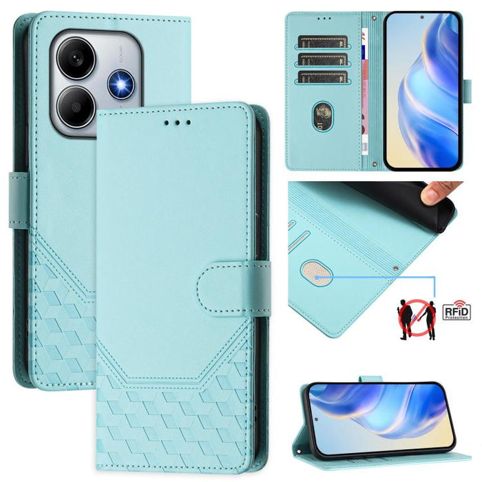Funda de cuero para teléfono con RFID y estampado en panal, For Redmi 15 5G Global / 15 4G SEA 169.5mm, For Xiaomi 15T Pro 5G, For Xiaomi 15T 5G, For Xiaomi Civi 5 Pro 5G, For Xiaomi 15S Pro 5G, For Xiaomi Poco M6 Plus / Redmi 13x 4G                   ...