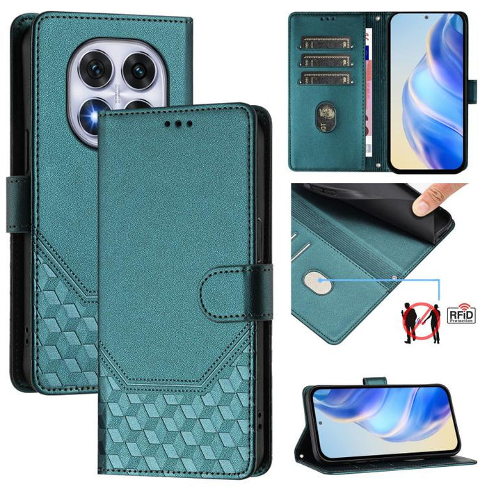 Funda de cuero para teléfono con RFID y estampado en panal, For Redmi 15 5G Global / 15 4G SEA 169.5mm, For Xiaomi 15T Pro 5G, For Xiaomi 15T 5G, For Xiaomi Civi 5 Pro 5G, For Xiaomi 15S Pro 5G, For Xiaomi Poco M6 Plus / Redmi 13x 4G                   ...