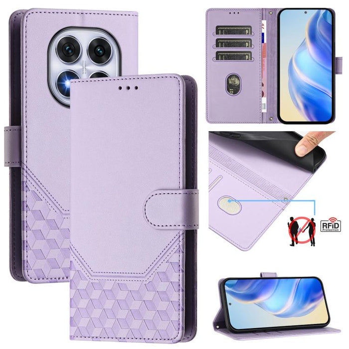 Funda de cuero para teléfono con RFID y estampado en panal, For Redmi 15 5G Global / 15 4G SEA 169.5mm, For Xiaomi 15T Pro 5G, For Xiaomi 15T 5G, For Xiaomi Civi 5 Pro 5G, For Xiaomi 15S Pro 5G, For Xiaomi Poco M6 Plus / Redmi 13x 4G                   ...