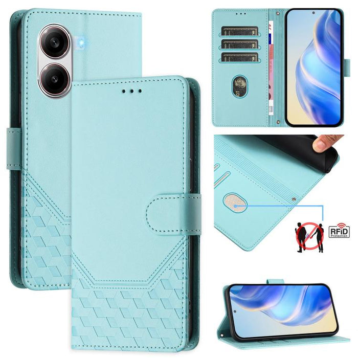 Funda de cuero para teléfono con RFID y estampado en panal, For Redmi 15 5G Global / 15 4G SEA 169.5mm, For Xiaomi 15T Pro 5G, For Xiaomi 15T 5G, For Xiaomi Civi 5 Pro 5G, For Xiaomi 15S Pro 5G, For Xiaomi Poco M6 Plus / Redmi 13x 4G                   ...