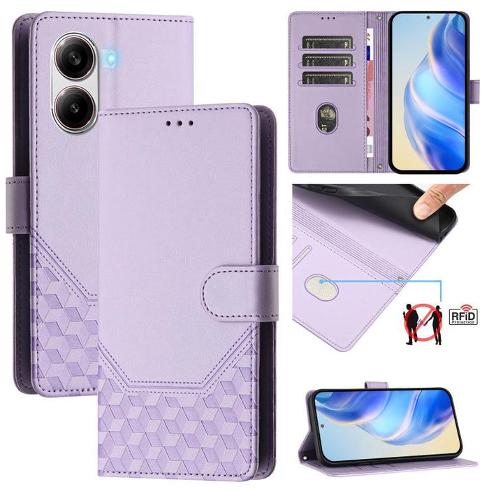 Funda de cuero para teléfono con RFID y estampado en panal, For Redmi 15 5G Global / 15 4G SEA 169.5mm, For Xiaomi 15T Pro 5G, For Xiaomi 15T 5G, For Xiaomi Civi 5 Pro 5G, For Xiaomi 15S Pro 5G, For Xiaomi Poco M6 Plus / Redmi 13x 4G                   ...