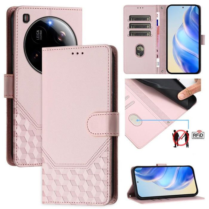 Funda de cuero para teléfono con RFID y estampado en panal, For Redmi 15 5G Global / 15 4G SEA 169.5mm, For Xiaomi 15T Pro 5G, For Xiaomi 15T 5G, For Xiaomi Civi 5 Pro 5G, For Xiaomi 15S Pro 5G, For Xiaomi Poco M6 Plus / Redmi 13x 4G                   ...