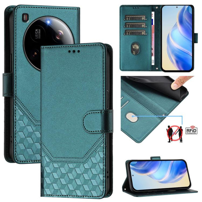 Funda de cuero para teléfono con RFID y estampado en panal, For Redmi 15 5G Global / 15 4G SEA 169.5mm, For Xiaomi 15T Pro 5G, For Xiaomi 15T 5G, For Xiaomi Civi 5 Pro 5G, For Xiaomi 15S Pro 5G, For Xiaomi Poco M6 Plus / Redmi 13x 4G                   ...