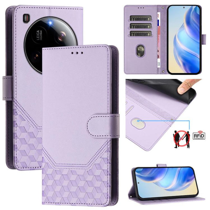 Funda de cuero para teléfono con RFID y estampado en panal, For Redmi 15 5G Global / 15 4G SEA 169.5mm, For Xiaomi 15T Pro 5G, For Xiaomi 15T 5G, For Xiaomi Civi 5 Pro 5G, For Xiaomi 15S Pro 5G, For Xiaomi Poco M6 Plus / Redmi 13x 4G                   ...