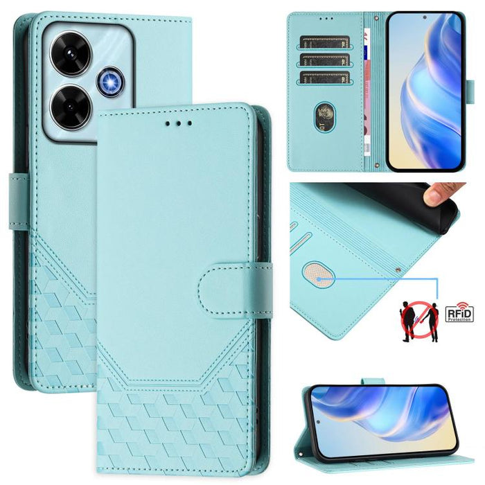 Funda de cuero para teléfono con RFID y estampado en panal, For Redmi 15 5G Global / 15 4G SEA 169.5mm, For Xiaomi 15T Pro 5G, For Xiaomi 15T 5G, For Xiaomi Civi 5 Pro 5G, For Xiaomi 15S Pro 5G, For Xiaomi Poco M6 Plus / Redmi 13x 4G                   ...