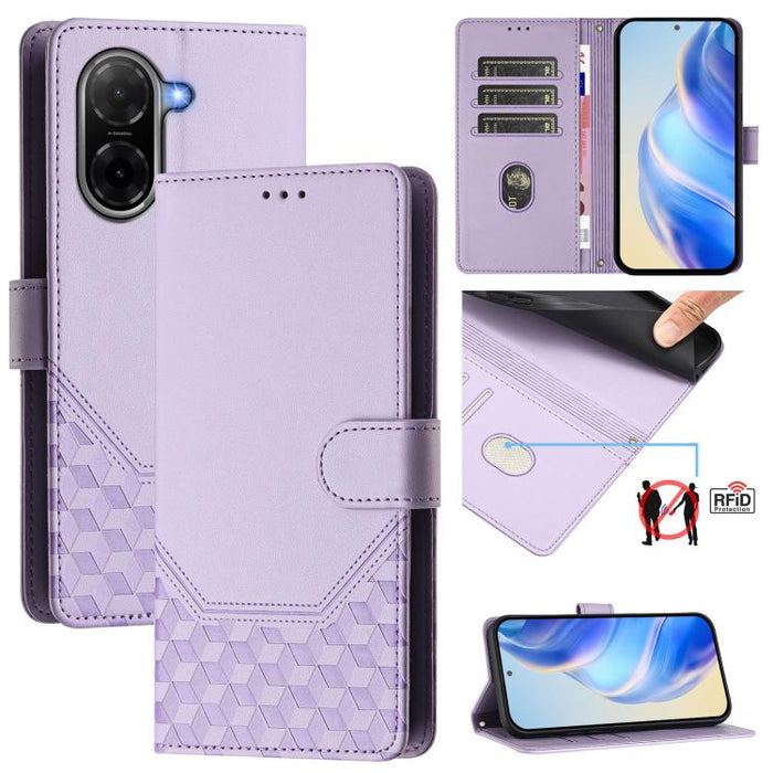 Funda de cuero para teléfono con RFID y estampado en panal, For Redmi 15 5G Global / 15 4G SEA 169.5mm, For Xiaomi 15T Pro 5G, For Xiaomi 15T 5G, For Xiaomi Civi 5 Pro 5G, For Xiaomi 15S Pro 5G, For Xiaomi Poco M6 Plus / Redmi 13x 4G                   ...
