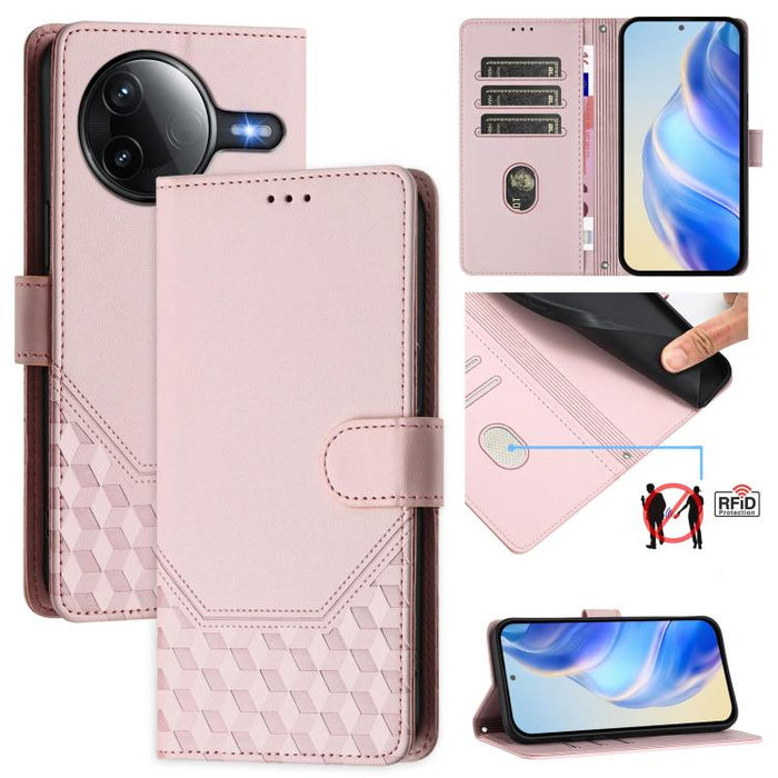Funda de cuero para teléfono con RFID y estampado en panal, For Redmi 15 5G Global / 15 4G SEA 169.5mm, For Xiaomi 15T Pro 5G, For Xiaomi 15T 5G, For Xiaomi Civi 5 Pro 5G, For Xiaomi 15S Pro 5G, For Xiaomi Poco M6 Plus / Redmi 13x 4G                   ...