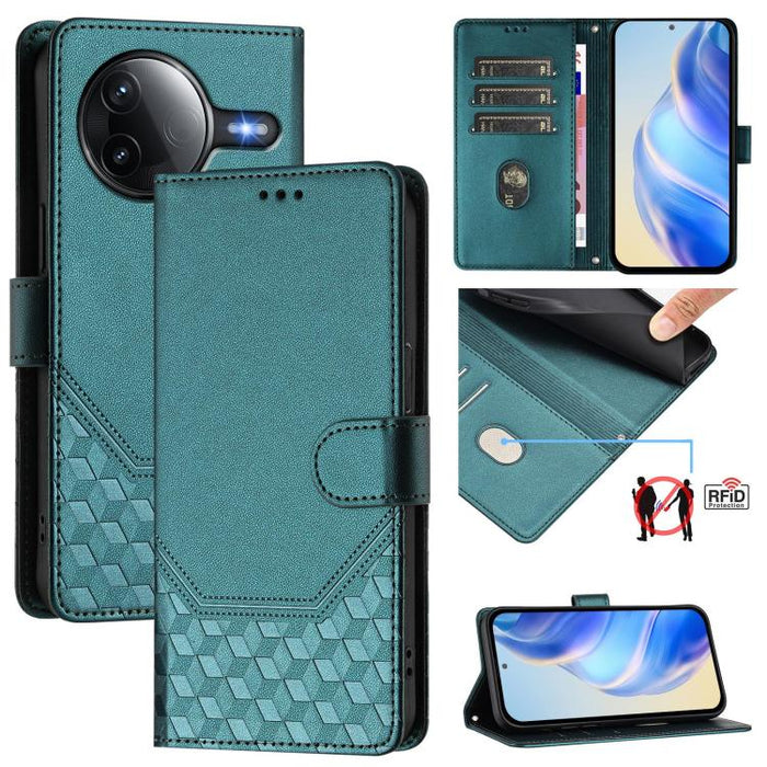 Funda de cuero para teléfono con RFID y estampado en panal, For Redmi 15 5G Global / 15 4G SEA 169.5mm, For Xiaomi 15T Pro 5G, For Xiaomi 15T 5G, For Xiaomi Civi 5 Pro 5G, For Xiaomi 15S Pro 5G, For Xiaomi Poco M6 Plus / Redmi 13x 4G                   ...