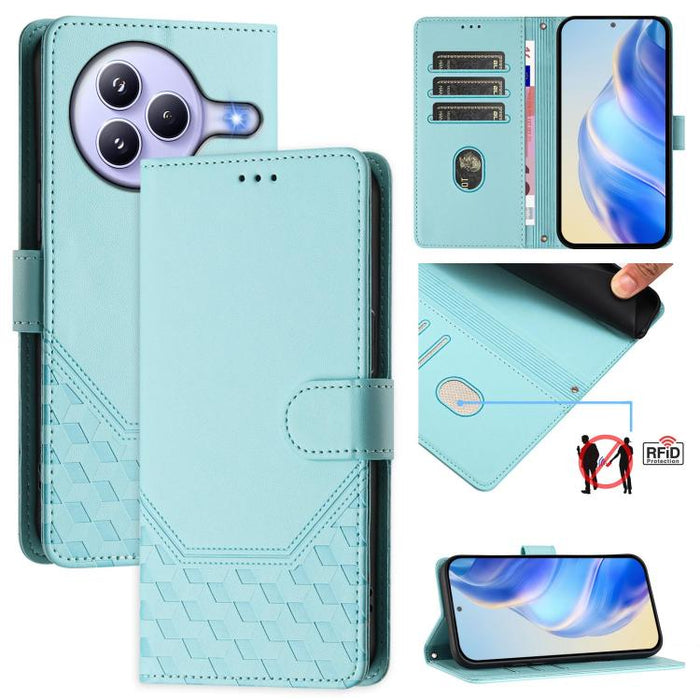 Funda de cuero para teléfono con RFID y estampado en panal, For Redmi 15 5G Global / 15 4G SEA 169.5mm, For Xiaomi 15T Pro 5G, For Xiaomi 15T 5G, For Xiaomi Civi 5 Pro 5G, For Xiaomi 15S Pro 5G, For Xiaomi Poco M6 Plus / Redmi 13x 4G                   ...