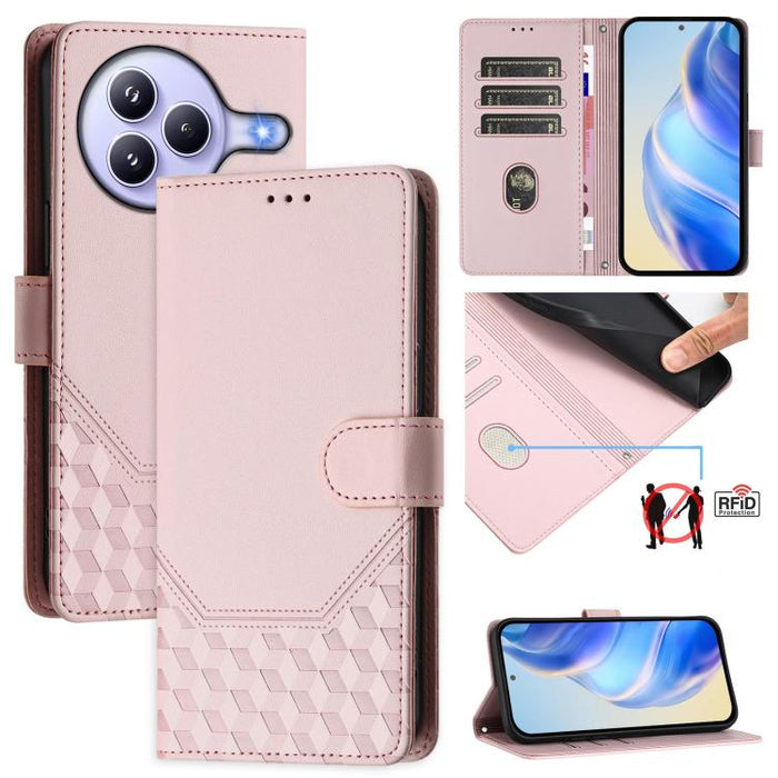 Funda de cuero para teléfono con RFID y estampado en panal, For Redmi 15 5G Global / 15 4G SEA 169.5mm, For Xiaomi 15T Pro 5G, For Xiaomi 15T 5G, For Xiaomi Civi 5 Pro 5G, For Xiaomi 15S Pro 5G, For Xiaomi Poco M6 Plus / Redmi 13x 4G                   ...