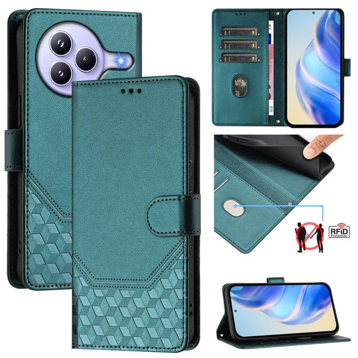 Funda de cuero para teléfono con RFID y estampado en panal, For Redmi 15 5G Global / 15 4G SEA 169.5mm, For Xiaomi 15T Pro 5G, For Xiaomi 15T 5G, For Xiaomi Civi 5 Pro 5G, For Xiaomi 15S Pro 5G, For Xiaomi Poco M6 Plus / Redmi 13x 4G                   ...