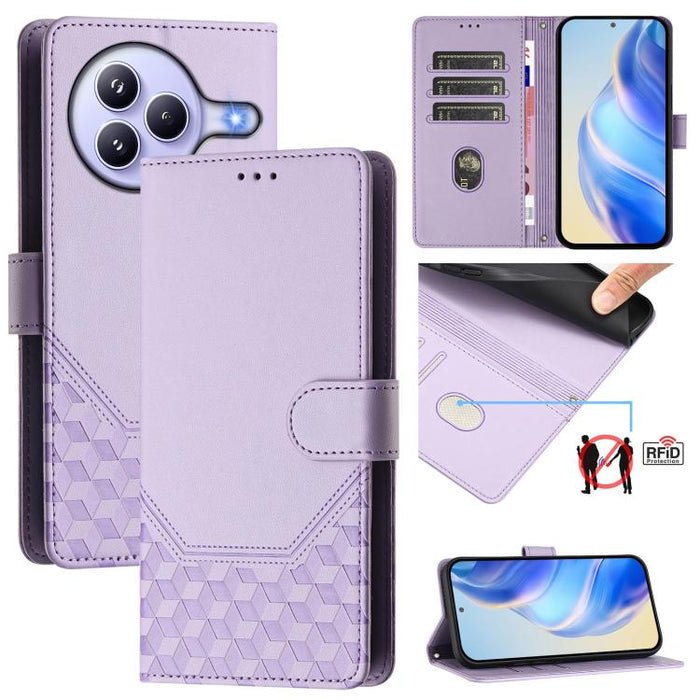Funda de cuero para teléfono con RFID y estampado en panal, For Redmi 15 5G Global / 15 4G SEA 169.5mm, For Xiaomi 15T Pro 5G, For Xiaomi 15T 5G, For Xiaomi Civi 5 Pro 5G, For Xiaomi 15S Pro 5G, For Xiaomi Poco M6 Plus / Redmi 13x 4G                   ...