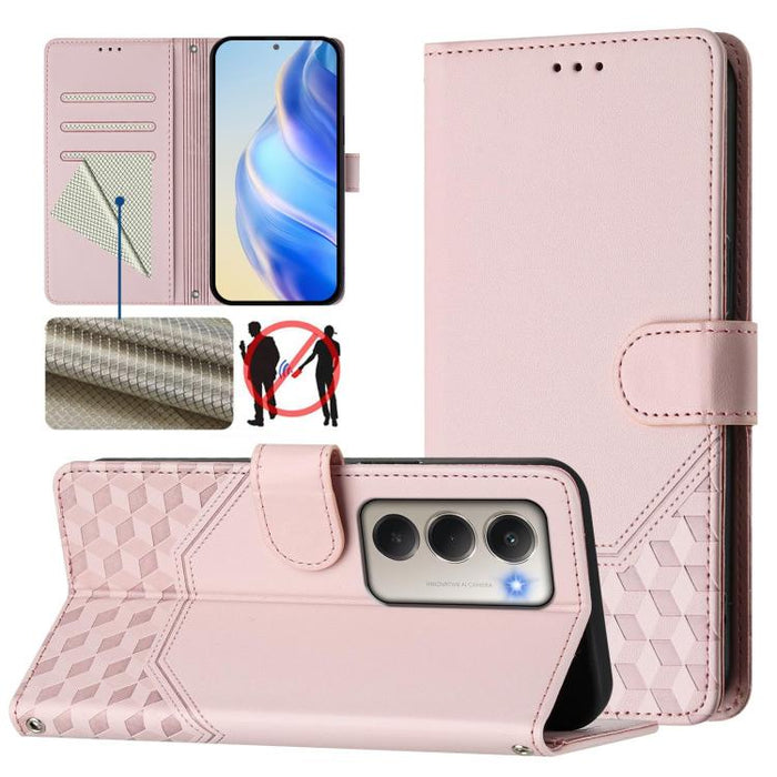 Funda de cuero para teléfono con RFID y estampado en panal, For Redmi 15 5G Global / 15 4G SEA 169.5mm, For Xiaomi 15T Pro 5G, For Xiaomi 15T 5G, For Xiaomi Civi 5 Pro 5G, For Xiaomi 15S Pro 5G, For Xiaomi Poco M6 Plus / Redmi 13x 4G                   ...