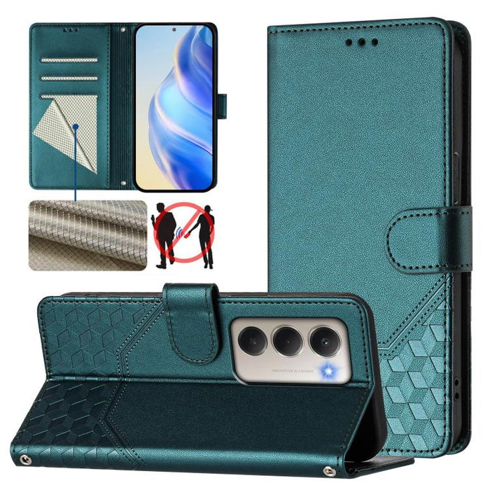 Funda de cuero para teléfono con RFID y estampado en panal, For Redmi 15 5G Global / 15 4G SEA 169.5mm, For Xiaomi 15T Pro 5G, For Xiaomi 15T 5G, For Xiaomi Civi 5 Pro 5G, For Xiaomi 15S Pro 5G, For Xiaomi Poco M6 Plus / Redmi 13x 4G                   ...