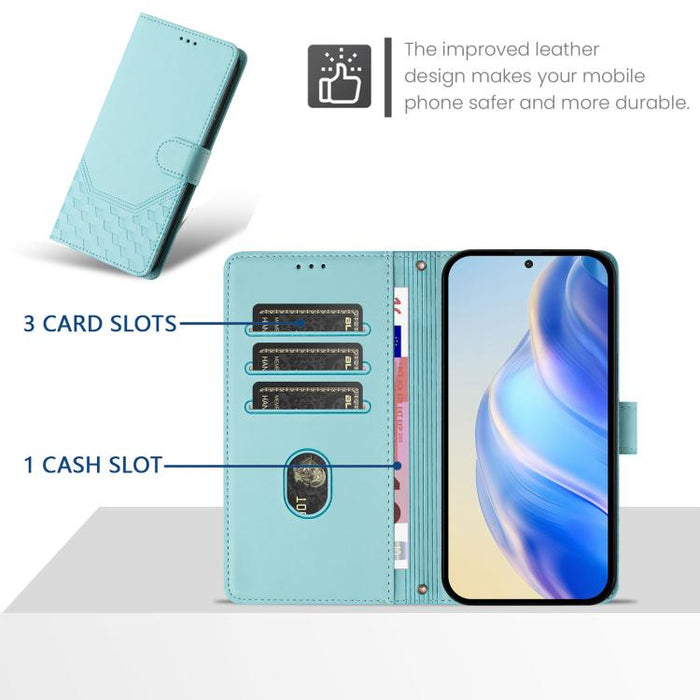 Funda de cuero para teléfono con RFID y estampado en panal, For Redmi 15 5G Global / 15 4G SEA 169.5mm, For Xiaomi 15T Pro 5G, For Xiaomi 15T 5G, For Xiaomi Civi 5 Pro 5G, For Xiaomi 15S Pro 5G, For Xiaomi Poco M6 Plus / Redmi 13x 4G                   ...