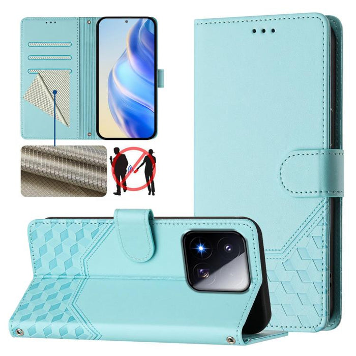 Funda de cuero para teléfono con RFID y estampado en panal, For Redmi 15 5G Global / 15 4G SEA 169.5mm, For Xiaomi 15T Pro 5G, For Xiaomi 15T 5G, For Xiaomi Civi 5 Pro 5G, For Xiaomi 15S Pro 5G, For Xiaomi Poco M6 Plus / Redmi 13x 4G                   ...
