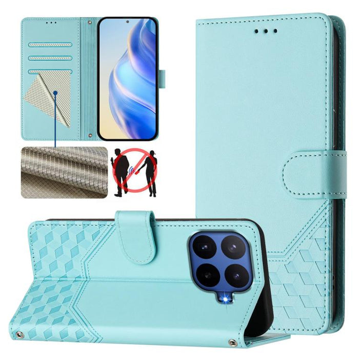 Funda de cuero para teléfono con RFID y estampado en panal, For Redmi 15 5G Global / 15 4G SEA 169.5mm, For Xiaomi 15T Pro 5G, For Xiaomi 15T 5G, For Xiaomi Civi 5 Pro 5G, For Xiaomi 15S Pro 5G, For Xiaomi Poco M6 Plus / Redmi 13x 4G                   ...