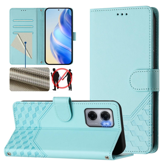 Funda para teléfono de cuero RFID con relieve en forma de panal, For Redmi Note 12 Explorer / 12 Pro+ 5G, For Redmi Note 12 Pro Speed / 12 Pro 5G, For Redmi Note 12 5G Global, For Redmi 12C / 11A, For Redmi 10 5G / Note 11E 5G / Note 11R               ...