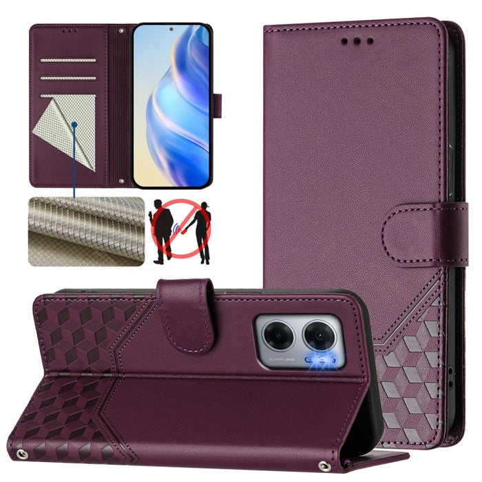 Funda para teléfono de cuero RFID con relieve en forma de panal, For Redmi Note 12 Explorer / 12 Pro+ 5G, For Redmi Note 12 Pro Speed / 12 Pro 5G, For Redmi Note 12 5G Global, For Redmi 12C / 11A, For Redmi 10 5G / Note 11E 5G / Note 11R               ...