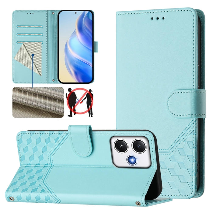 Funda para teléfono de cuero RFID con relieve en forma de panal, For Redmi A3 4G Global / A3X 4G, For Redmi Note 13 Pro 4G Global, For Redmi 13C 4G, For Redmi Note 13 4G Global, For Redmi Note 13 Pro 5G Global, For Redmi Note 13 5G Global              ...