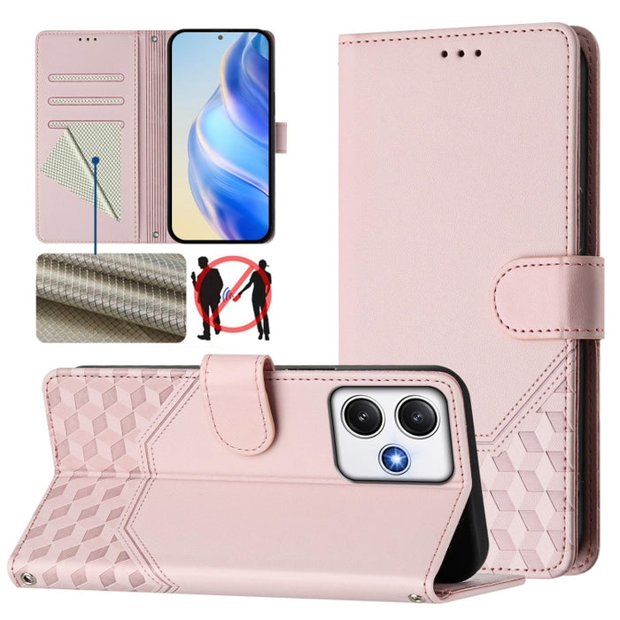 Funda para teléfono de cuero RFID con relieve en forma de panal, For Redmi A3 4G Global / A3X 4G, For Redmi Note 13 Pro 4G Global, For Redmi 13C 4G, For Redmi Note 13 4G Global, For Redmi Note 13 Pro 5G Global, For Redmi Note 13 5G Global              ...