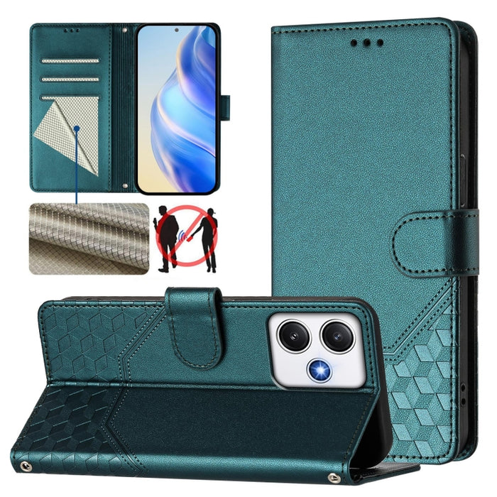 Funda para teléfono de cuero RFID con relieve en forma de panal, For Redmi A3 4G Global / A3X 4G, For Redmi Note 13 Pro 4G Global, For Redmi 13C 4G, For Redmi Note 13 4G Global, For Redmi Note 13 Pro 5G Global, For Redmi Note 13 5G Global              ...