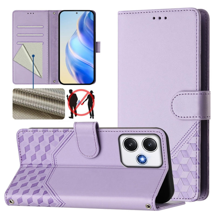 Funda para teléfono de cuero RFID con relieve en forma de panal, For Redmi A3 4G Global / A3X 4G, For Redmi Note 13 Pro 4G Global, For Redmi 13C 4G, For Redmi Note 13 4G Global, For Redmi Note 13 Pro 5G Global, For Redmi Note 13 5G Global              ...