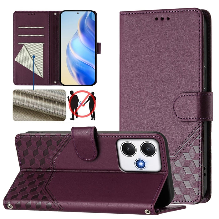 Funda para teléfono de cuero RFID con relieve en forma de panal, For Redmi A3 4G Global / A3X 4G, For Redmi Note 13 Pro 4G Global, For Redmi 13C 4G, For Redmi Note 13 4G Global, For Redmi Note 13 Pro 5G Global, For Redmi Note 13 5G Global              ...