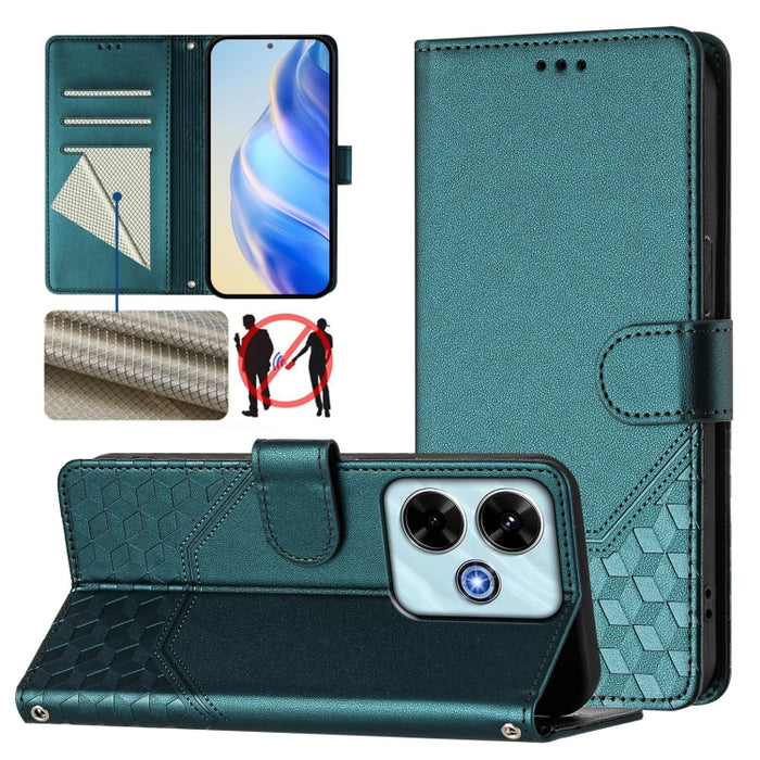 Funda para teléfono de cuero RFID con relieve en forma de panal, For Redmi A3 4G Global / A3X 4G, For Redmi Note 13 Pro 4G Global, For Redmi 13C 4G, For Redmi Note 13 4G Global, For Redmi Note 13 Pro 5G Global, For Redmi Note 13 5G Global              ...
